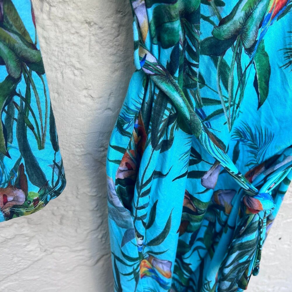Johnny Was "Taina" Tropical Print Cotton Modal Sleep Robe - Size XL - Picture 9 of 9